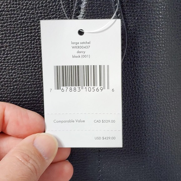 Kate Spade Large Satchel Womens Black Darcy WKR00437 Handbag Tote Purse NWT - Picture 5 of 16